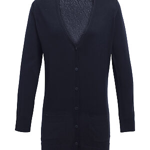 Women's longline knitted cardigan - Navy, 8