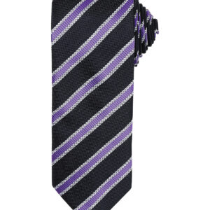 Waffle stripe tie - Black/Rich Violet, One size
