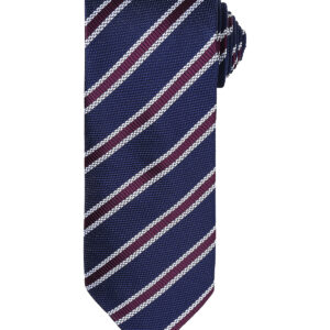 Waffle stripe tie - Navy/Aubergine, One size