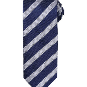 Waffle stripe tie - Navy/Silver, One size