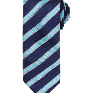 Waffle stripe tie - Navy/Turquoise, One size