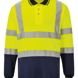Two-tone long sleeve polo (S279) - Yellow/Navy, S