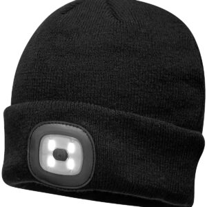 Beanie LED headlight USB rechargeable (B029) - Black, One size