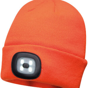 Beanie LED headlight USB rechargeable (B029) - Orange, One size