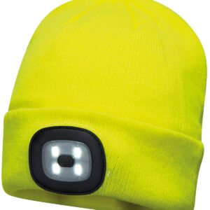 Beanie LED headlight USB rechargeable (B029) - Yellow, One size