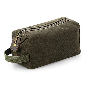 Heritage waxed canvas wash bag - Olive Green, One size