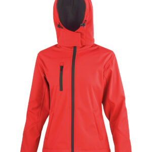Women's Core TX performance hooded softshell jacket - Red/Black, XS