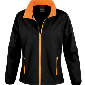 Women's Core printable softshell jacket - Black/Orange, XS