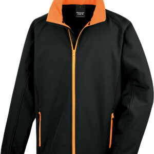 Core printable softshell jacket - Black/Orange, S