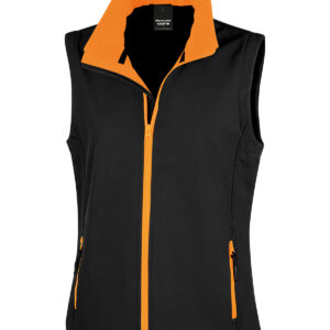 Women's printable softshell bodywarmer - Black/Orange, XS