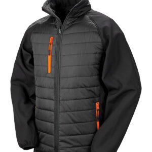 Compass padded softshell jacket - Black/Orange, XS