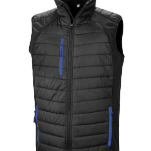 Compass padded softshell gilet - Black/Royal, XS