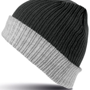 Double-layer knitted hat - Black/Grey, One size