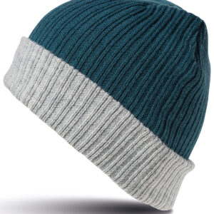 Double-layer knitted hat - Teal/Grey, One size