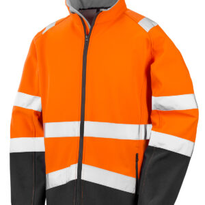 Printable safety softshell jacket - Fluorescent Orange/Black, S