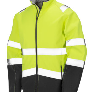 Printable safety softshell jacket - Fluorescent Yellow/Black, S