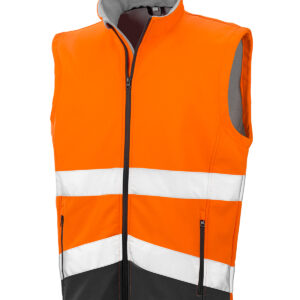 Printable safety softshell gilet - Fluorescent Orange/Black, S