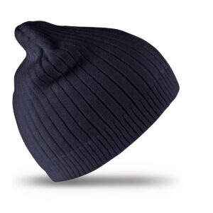 Cotton knitted beanie hat - Navy, One size