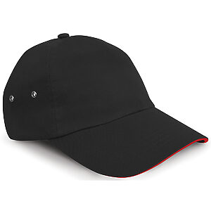Printers plush cotton 5-panel cap - Black/Red, One size