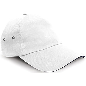Printers plush cotton 5-panel cap - White/Navy, One size