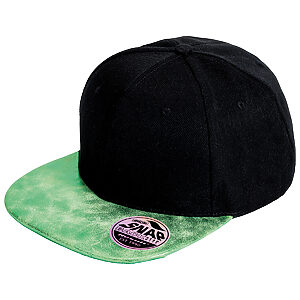Bronx glitter flat peak snapback cap - Black/Green, One size