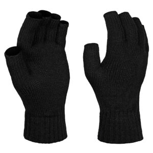 Fingerless mitts - Black, One size