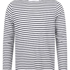 Unisex long-sleeved striped T - White/Oxford Navy, XXS