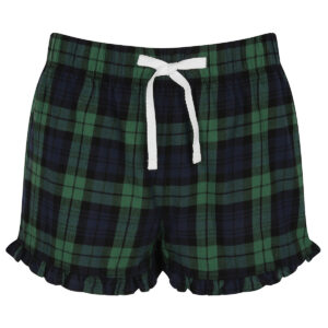Women's tartan frill shorts - Navy/Green Check, XXS