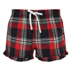 Women's tartan frill shorts - Red/Navy Check, XXS