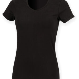 Feel good women's stretch v-neck t-shirt - Black, XS