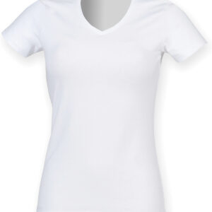 Feel good women's stretch v-neck t-shirt - White, XS
