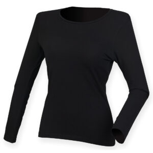 Women's feel good long sleeved stretch t-shirt - Black, XS