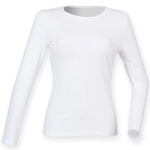 Women's feel good long sleeved stretch t-shirt - White, XS