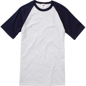 Short sleeve baseball T - Heather Grey/Deep Navy, S