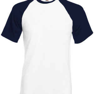 Short sleeve baseball T - White/Deep Navy, S