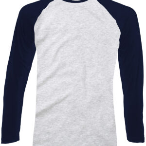 Long sleeve baseball T - Heather Grey/Deep Navy, S