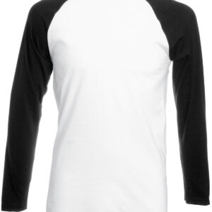 Long sleeve baseball T - White/Black, S