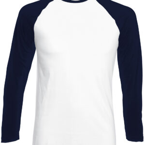 Long sleeve baseball T - White/Deep Navy, S