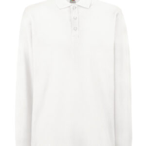 Premium long sleeve polo - White, S