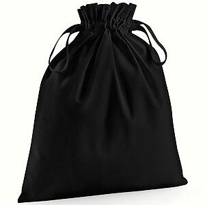 Organic cotton drawcord bag - Black, XS