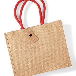 Jute classic shopper - Natural/Bright Red, One size