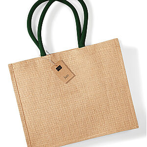 Jute classic shopper - Natural/Forest Green, One size