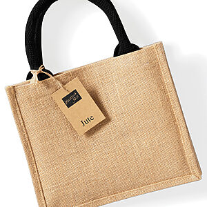 Jute mini gift bag - Natural/Black, One size