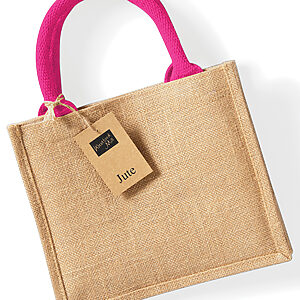Jute mini gift bag - Natural/Fuchsia, One size