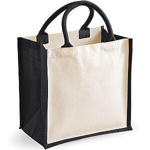 Printers midi jute tote - Black, One size
