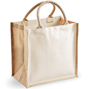 Printers midi jute tote - Natural, One size