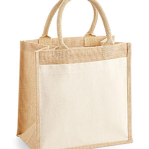 Cotton pocket jute midi tote - Natural, One size