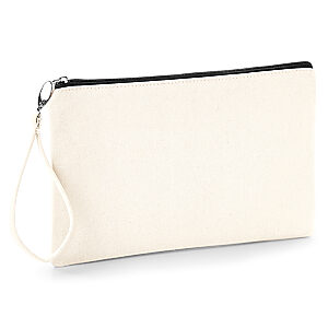 Canvas wristlet pouch - Natural/Black, One size
