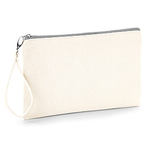 Canvas wristlet pouch - Natural/Light Grey, One size