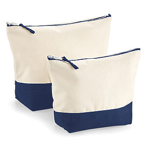 Dipped base canvas accessory bag - Natural/Navy, M